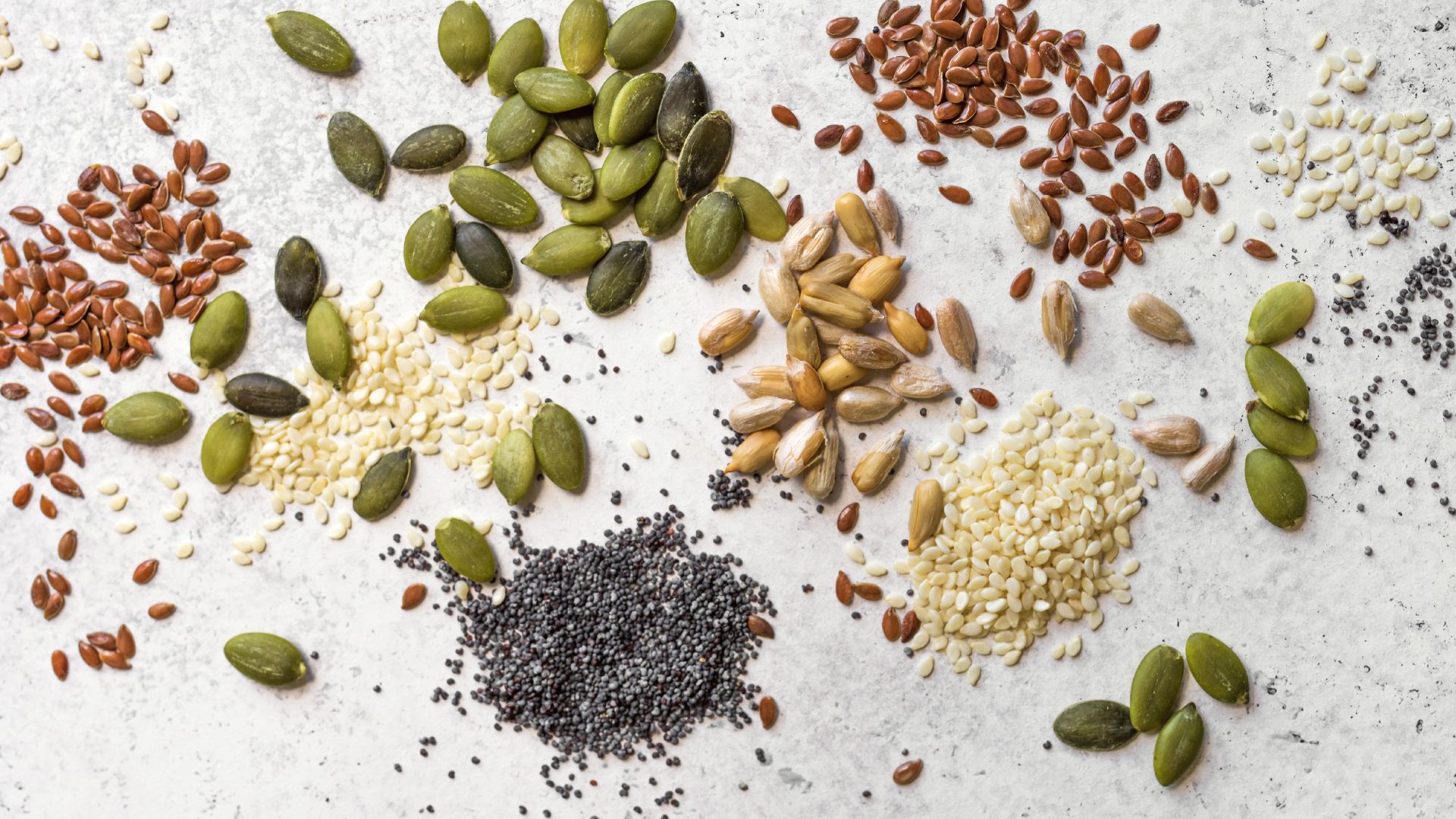 Photo of various types of seeds.